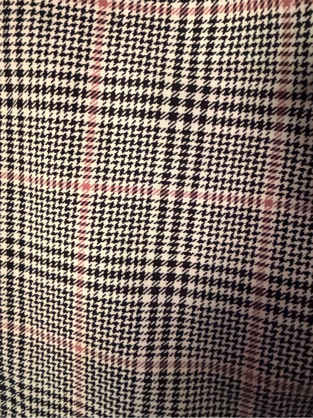 Classic Black & Cream Houndstooth Pants with Pink Windowpane